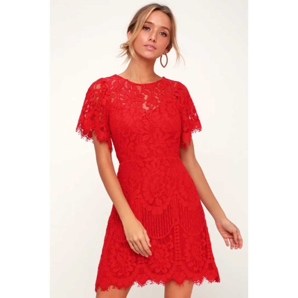 Lulus red lace dress